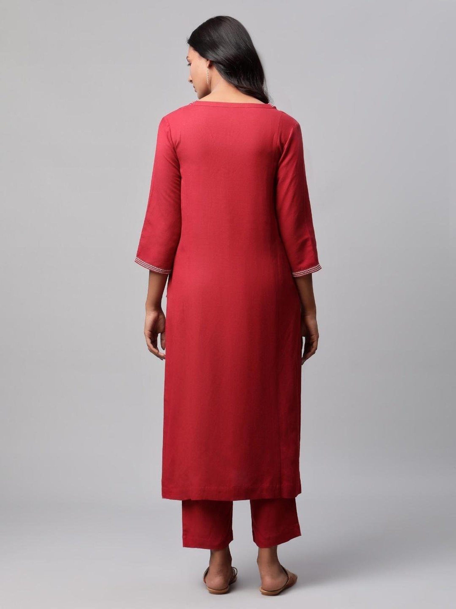 Fusion Beats Light Grey Embroidered A Line Kurta