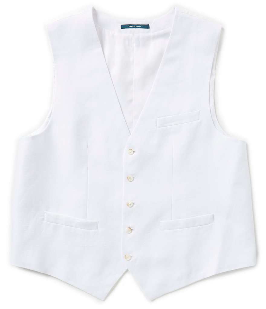 Perry Ellis Big & Tall Solid Linen Vest