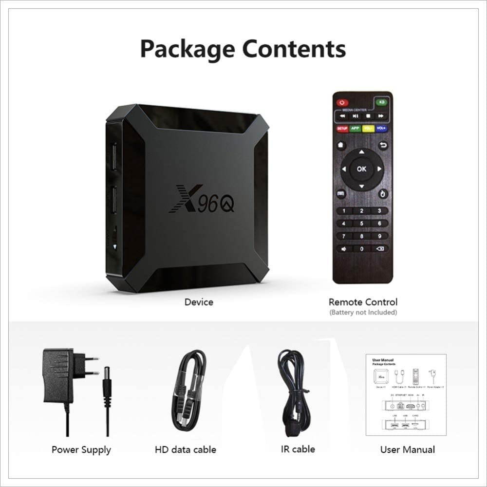 Leelbox Android 10.0 TV Box,X96 Mini 2020 Upgraded Version X96Q 2GB RAM 16GB ROM Smart TV Box Allwinner H313 Quad Core Support 4K 3D Set Top Box X96 Mini WiFi Home Media Player