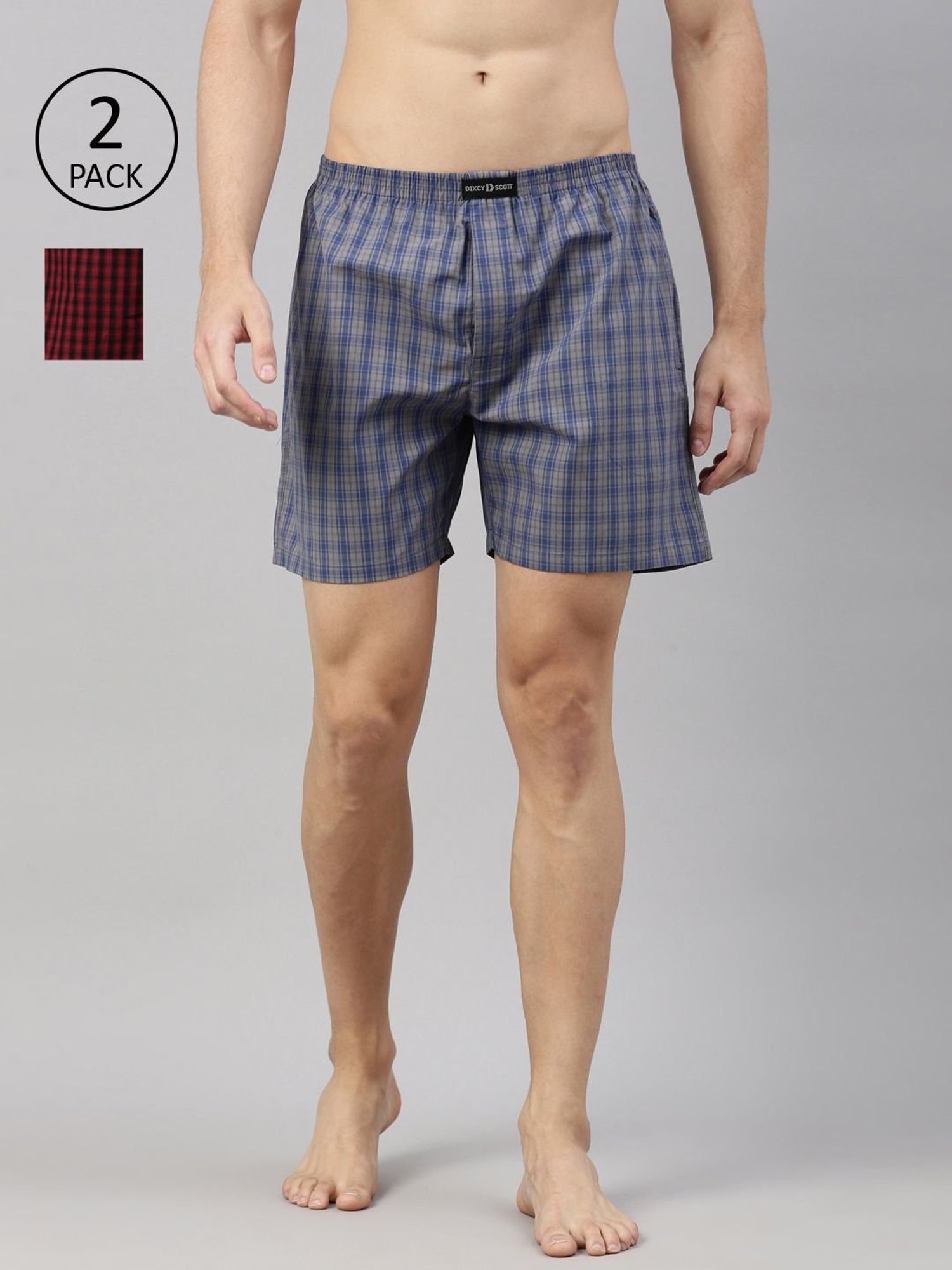 DIXCY SCOTT MAXIMUS Multi Cotton Regular Fit Checks Boxers - Pack Of 2
