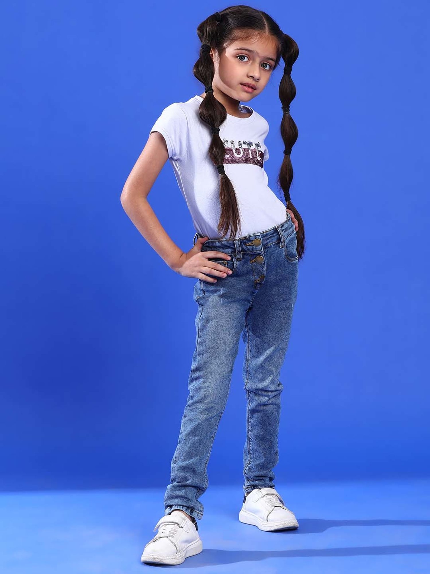 Tales & Stories Girls Blue Slim Fit Jeans