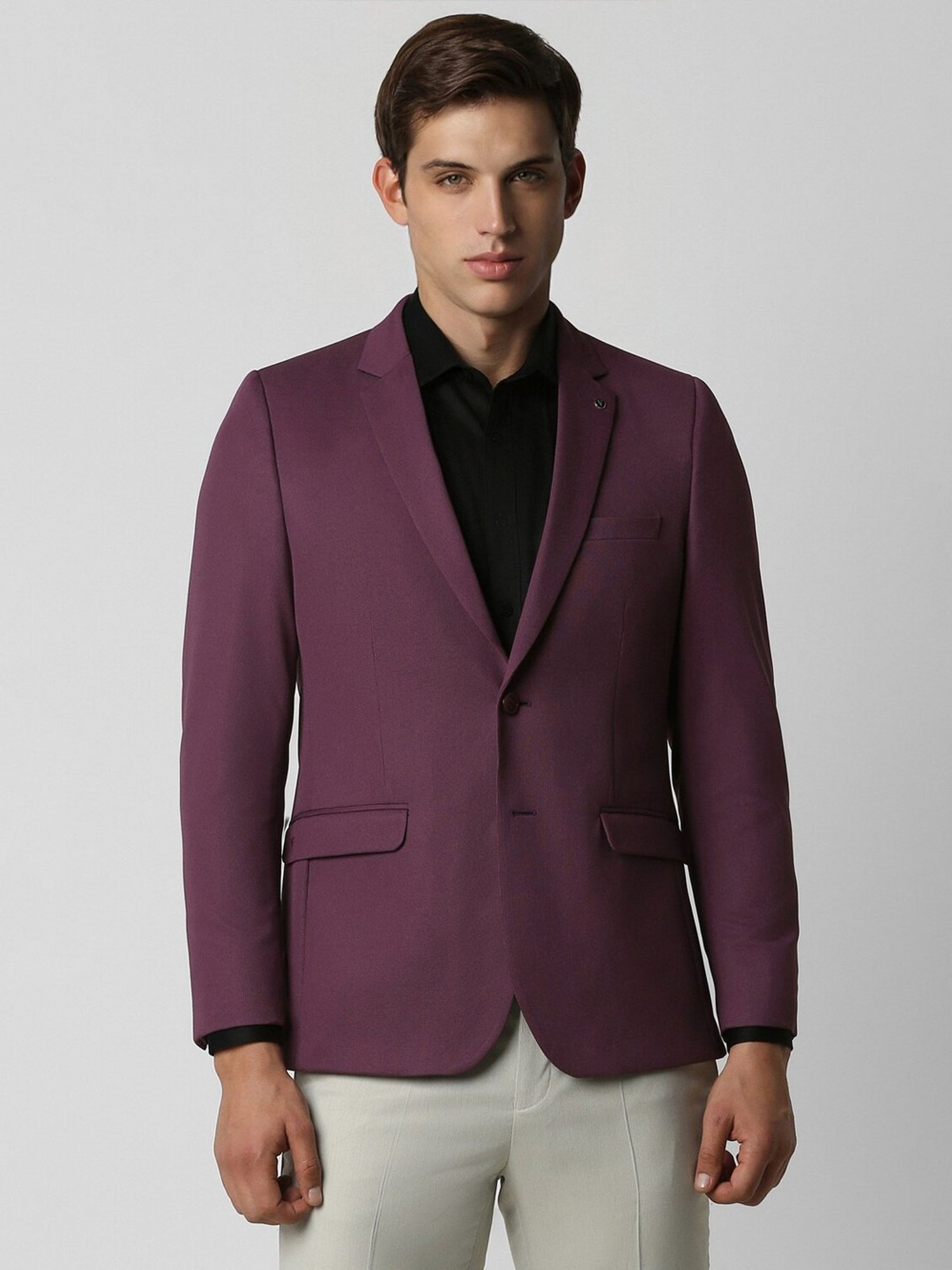 Van Heusen Purple Slim Fit Texture Blazer