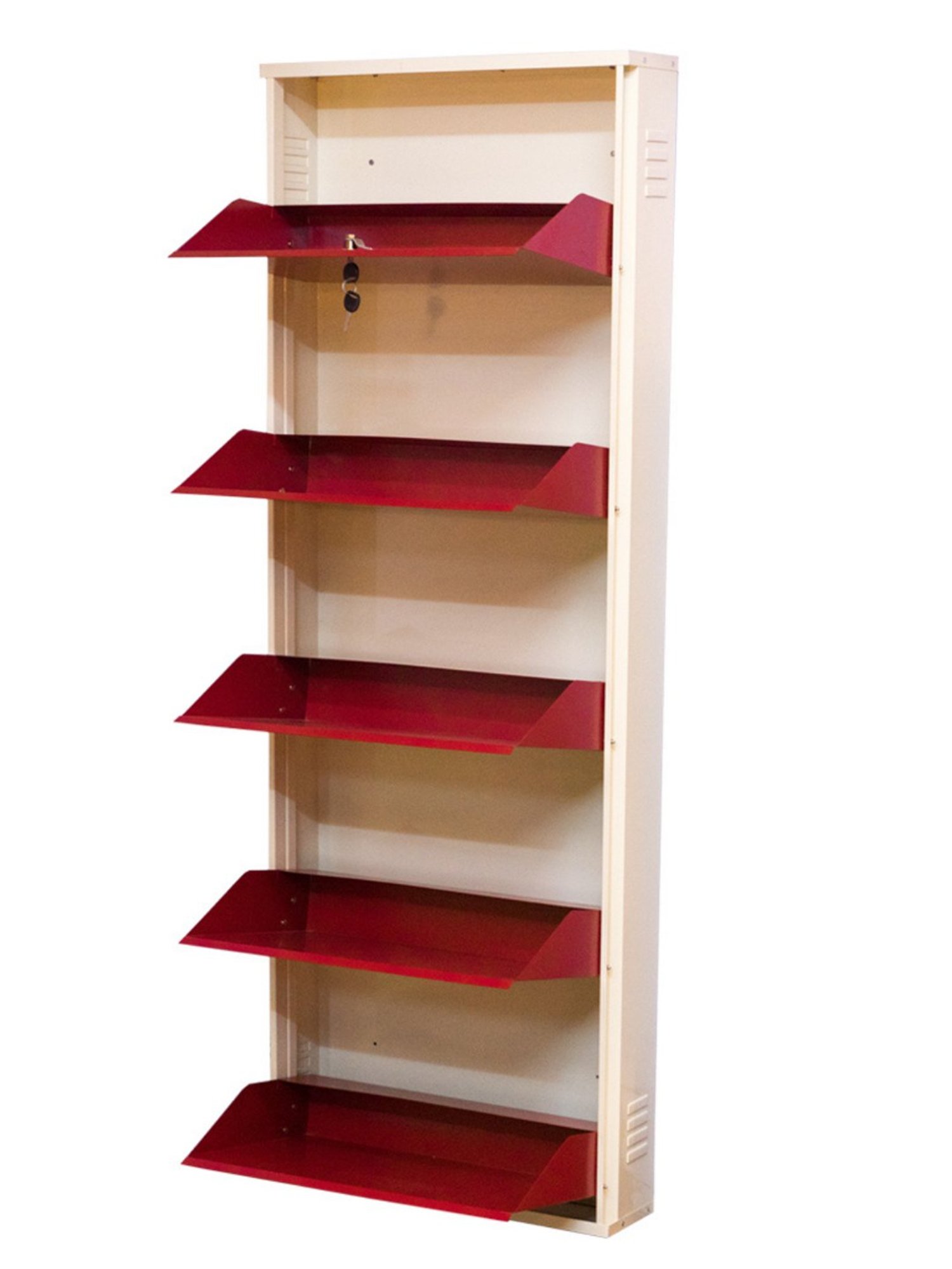 Delite Kom Metal Shoe Rack - 24" 3 Shelf, Ivory Green, PowderCoat, Wall Mount, DIY