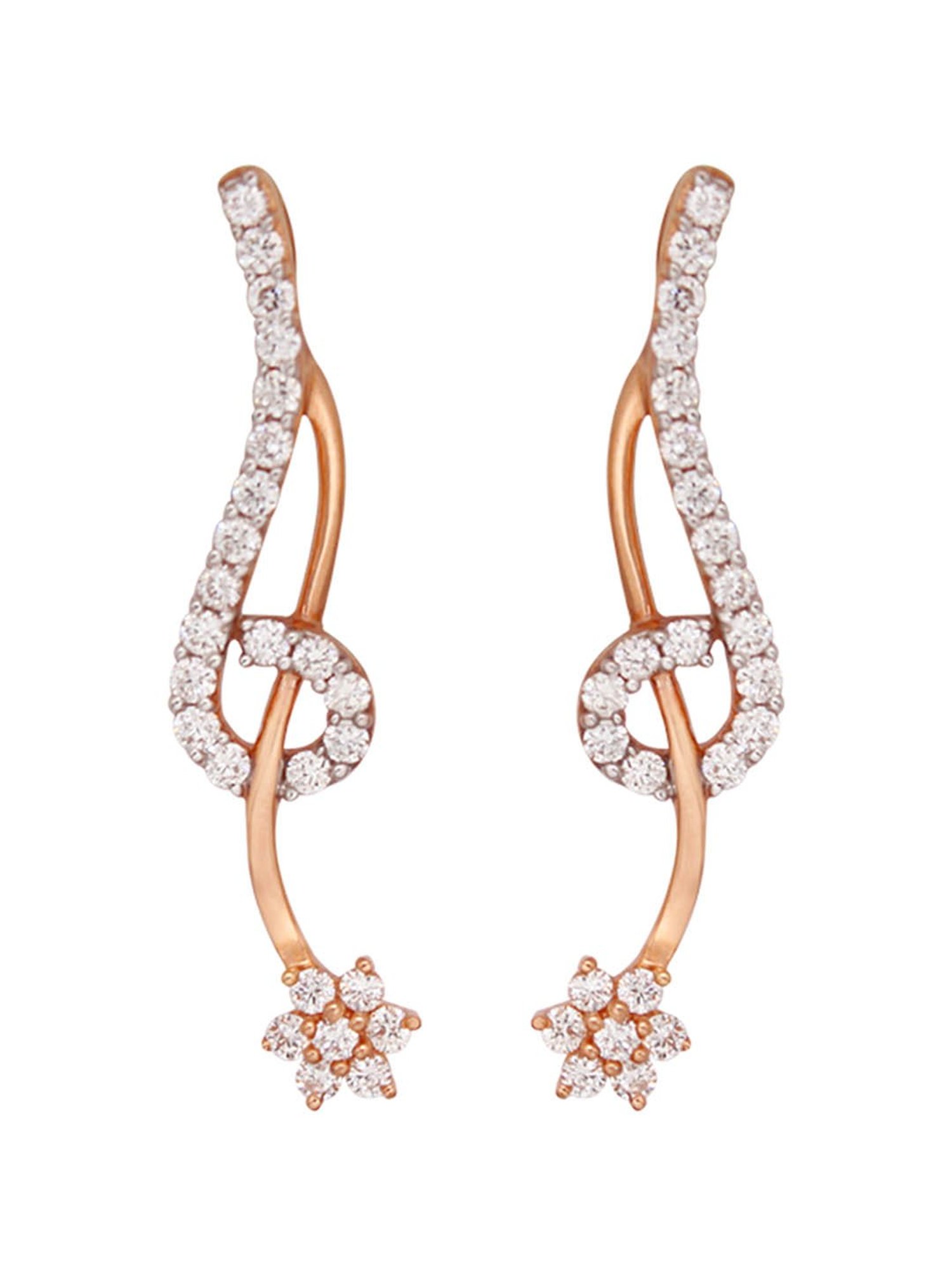 Waman Hari Pethe Jewellers 18k Rose Gold & Diamond Earrings