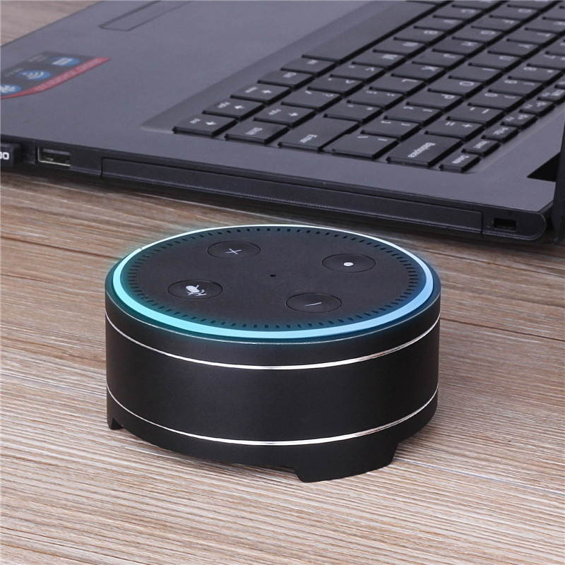 Universal Metal Round Reserved Charging Port Protective Cover Case for Echo Dot bluetooth Speaker Black