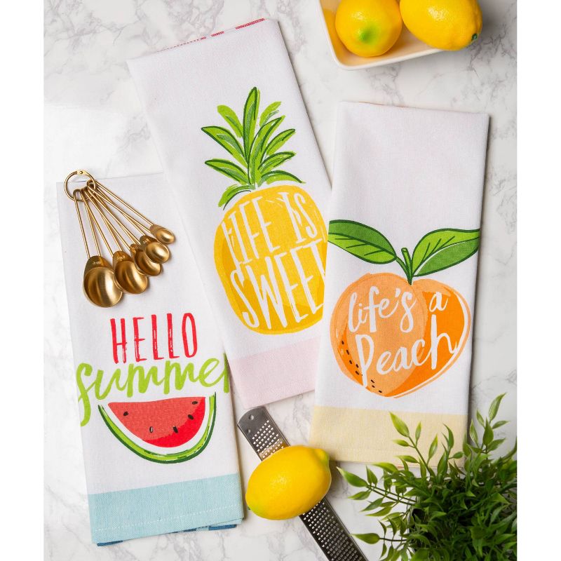 3pk Cotton Hello Summer Dishtowel Set - Design Imports