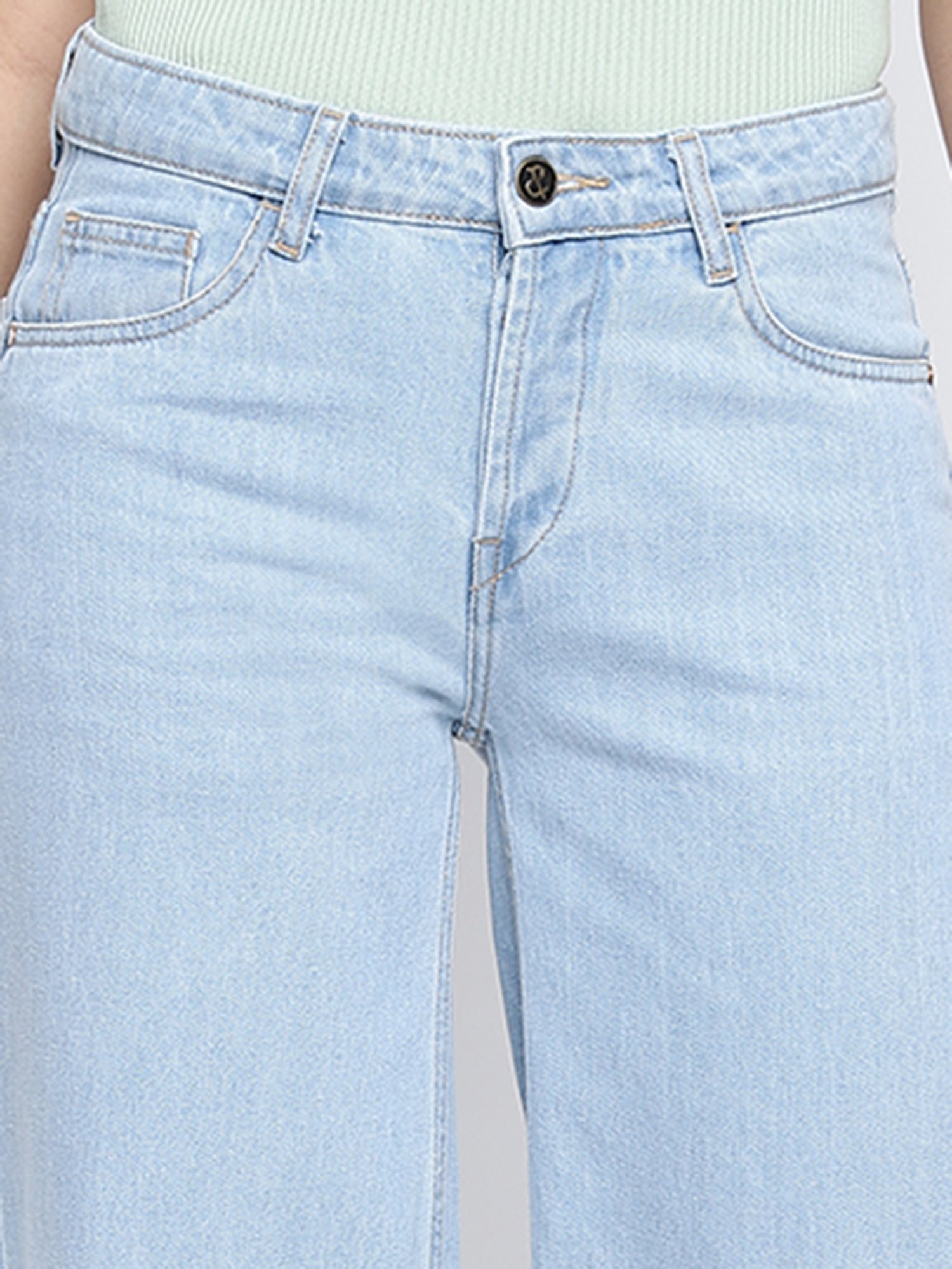 Tales & Stories Light Blue Relaxed Fit Mid Rise Jeans