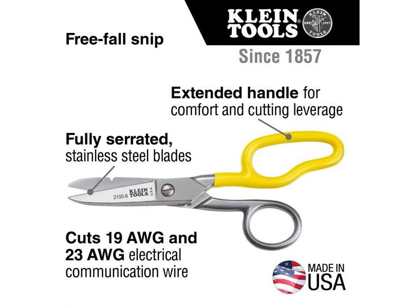 KLEIN TOOLS 2100-8 Free-Fall Snip Stainless Steel