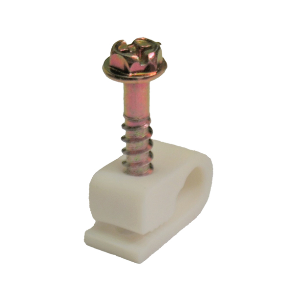 Single Flexible Cable Clips with Screws, 100 Pack (White)