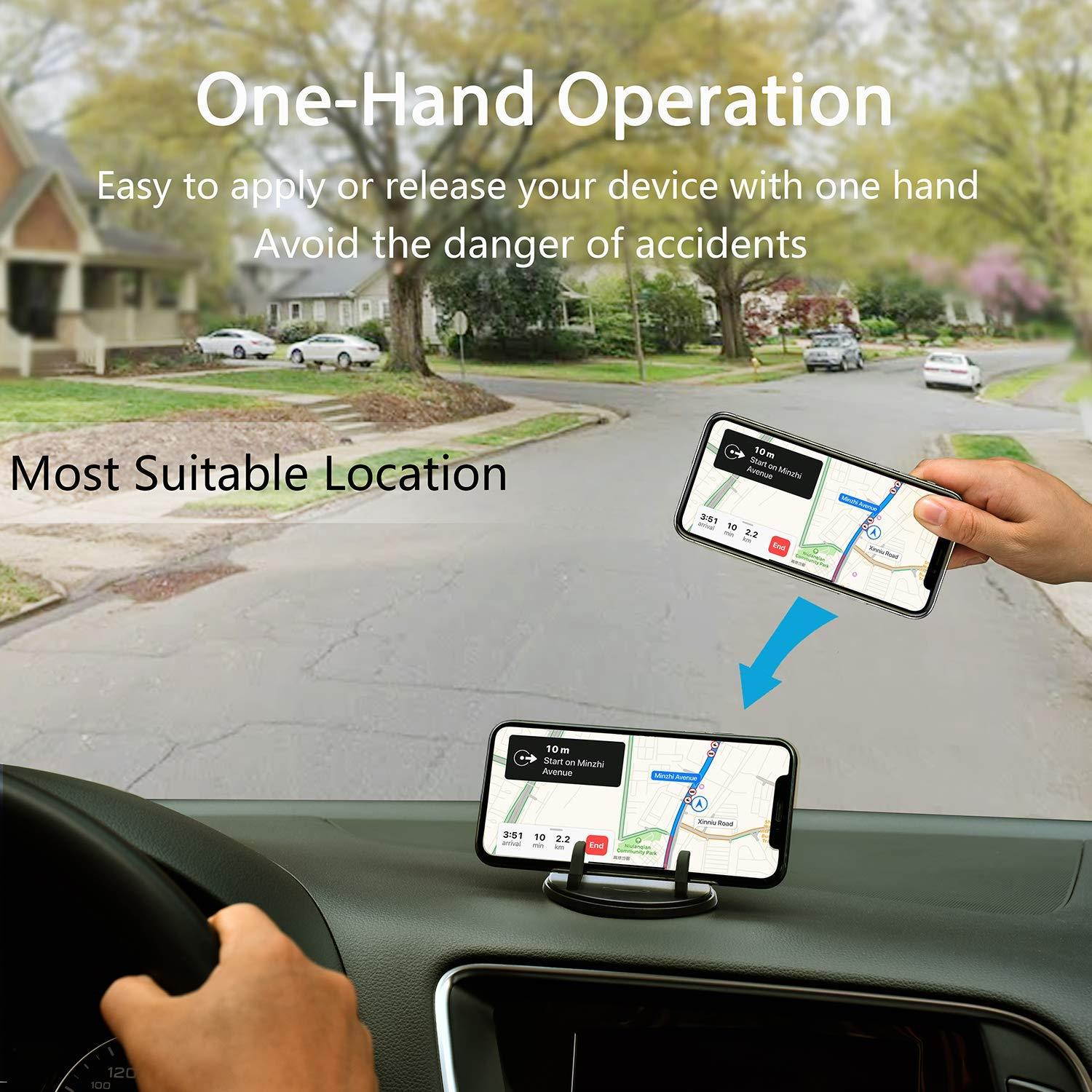 Dashboard Cell Phone Holder,SRUNP Car Phone Mount[Vertical Horizontal 360&deg;Rotate] Dash Cell Phone Holder for Car Cradle Compatible iPhone 11 Pro Max XS XR X 8 7 6 Samsung Galaxy Note S10+ Smartphones