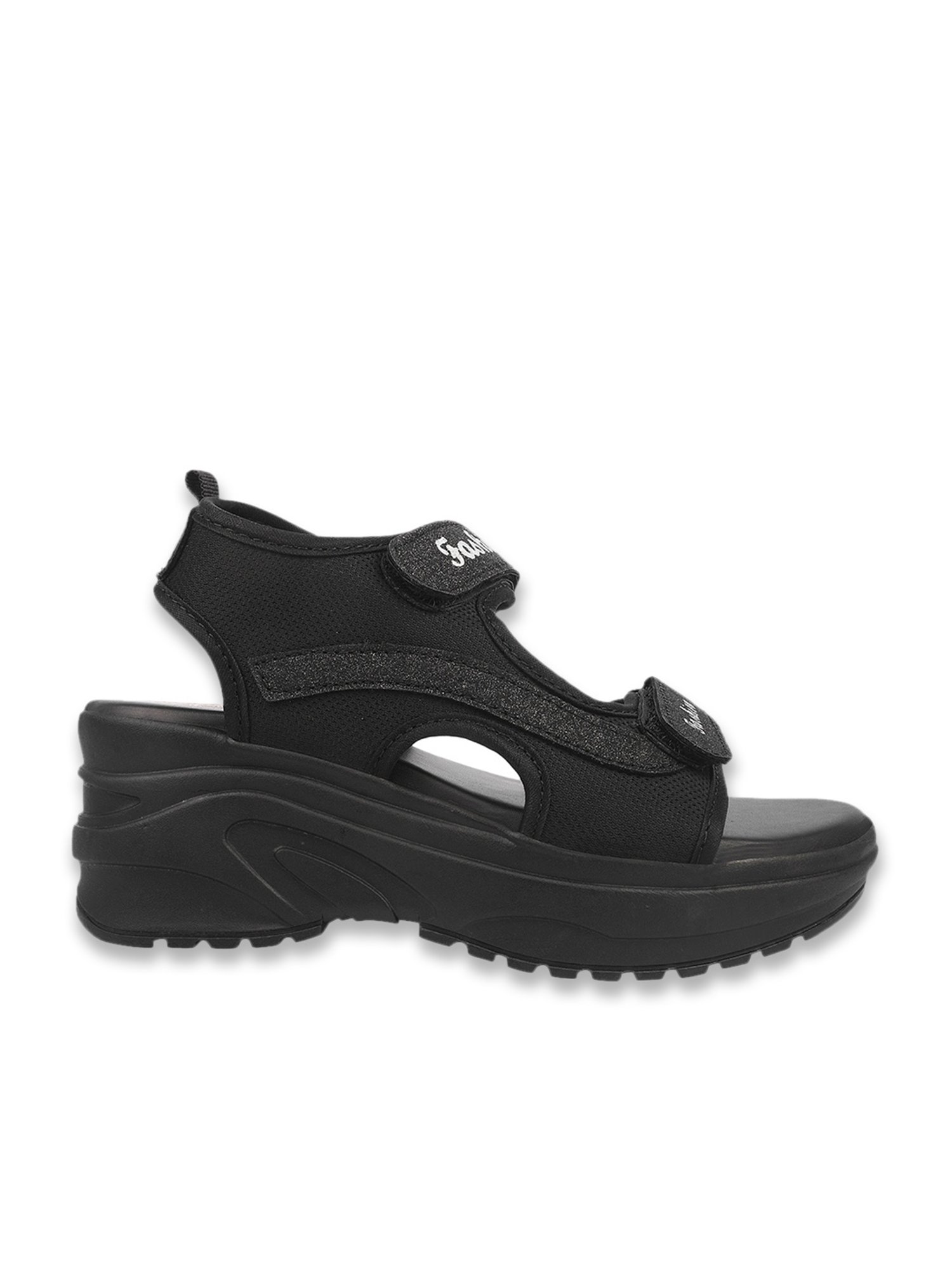 Shoetopia Women's Black Floater Sandals