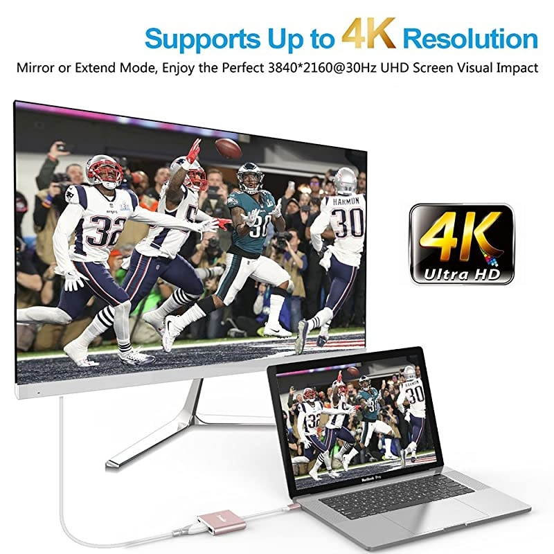 USB 31TypeC to HDMI Adapter  4K+USB 30+USBC Converter Cable Charging Port Adapter Cable with Large Projection for MacBookChromebook PixelDell XPS13Yoga 900Lumia 950Xl