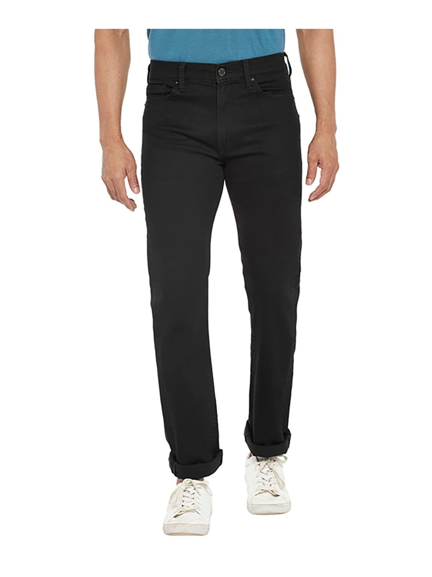 EVERBLUE Black Regular Fit Midrise Stretchable Jeans