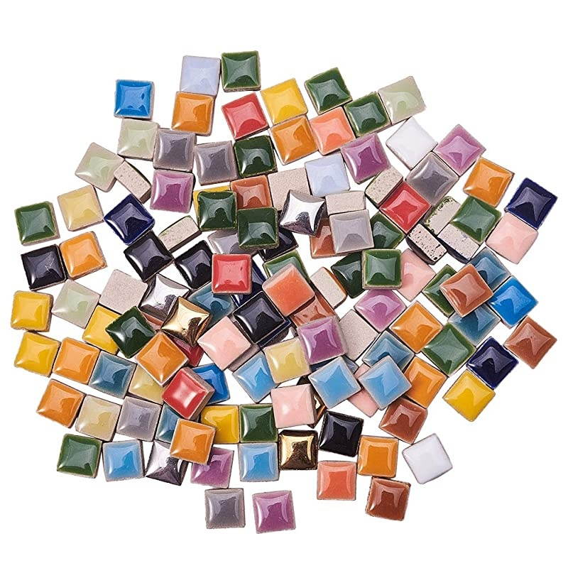 250g Square Ceramic Mosaic Tiles Pieces Chips Vases Picture Frames Flowerpots Mosaic Pieces for DIY Crafts Home Decoration Arts