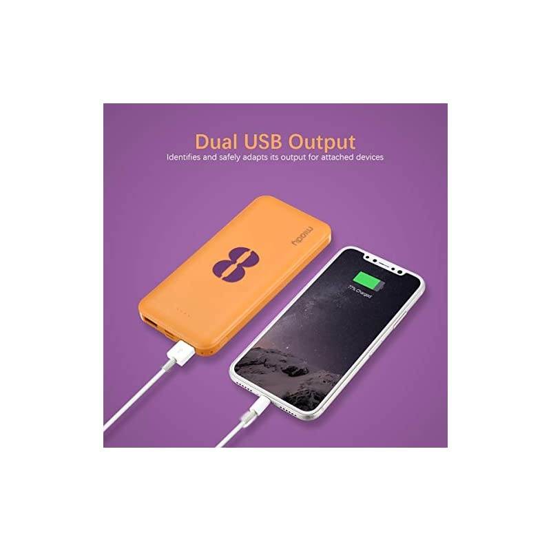 2Pack  10000mAh Dual USB Portable Charger Fast Charging Power Bank with USB C Input Backup Charger for iPhone X Galaxy S9 Pixel 3 and etc Yellow amp Purple