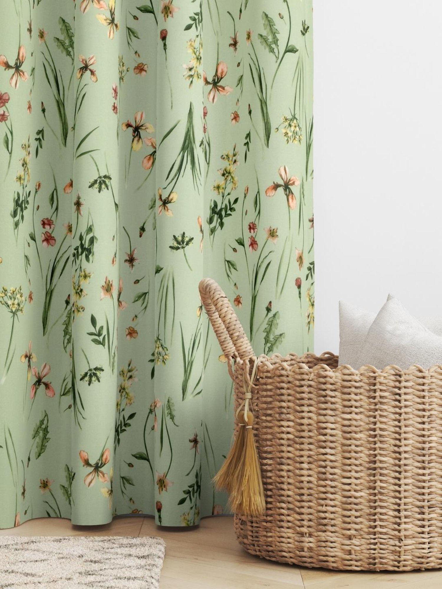 Haus & Kinder Printed Green Polyester 7 FT Door Curtains - Set of 2