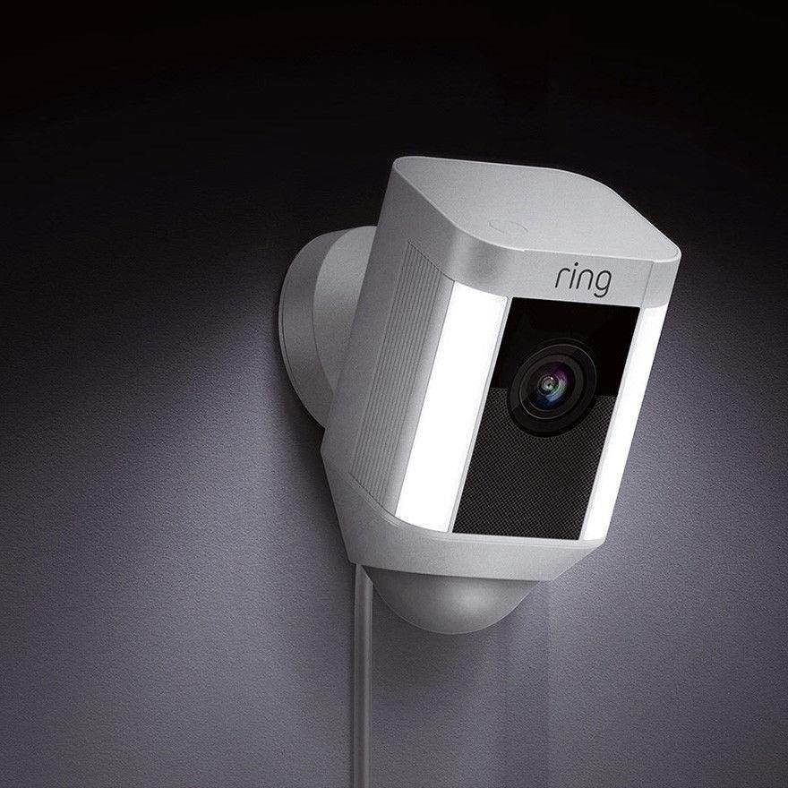 Ring Spotlight Outdoor Security Camera, 8SH1P7-WEN0, Wired, White