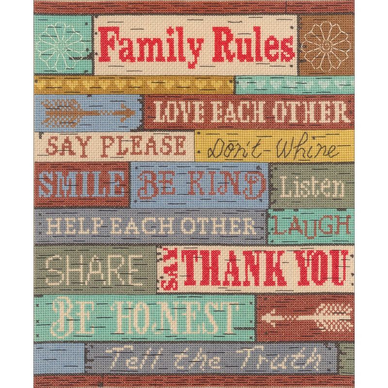Janlynn Counted Cross Stitch Kit 10"X12"-Family Rules (14 Count)