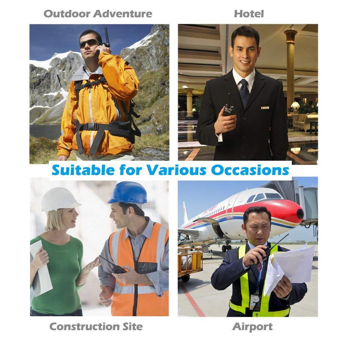 ESYNIC Rechargeable Walkie Talkies with Earpieces 2 pcs Long Range Two-Way Radio 16 Channel UHF USB Cable Charging walky talky Handheld Transceiver with Flashlight