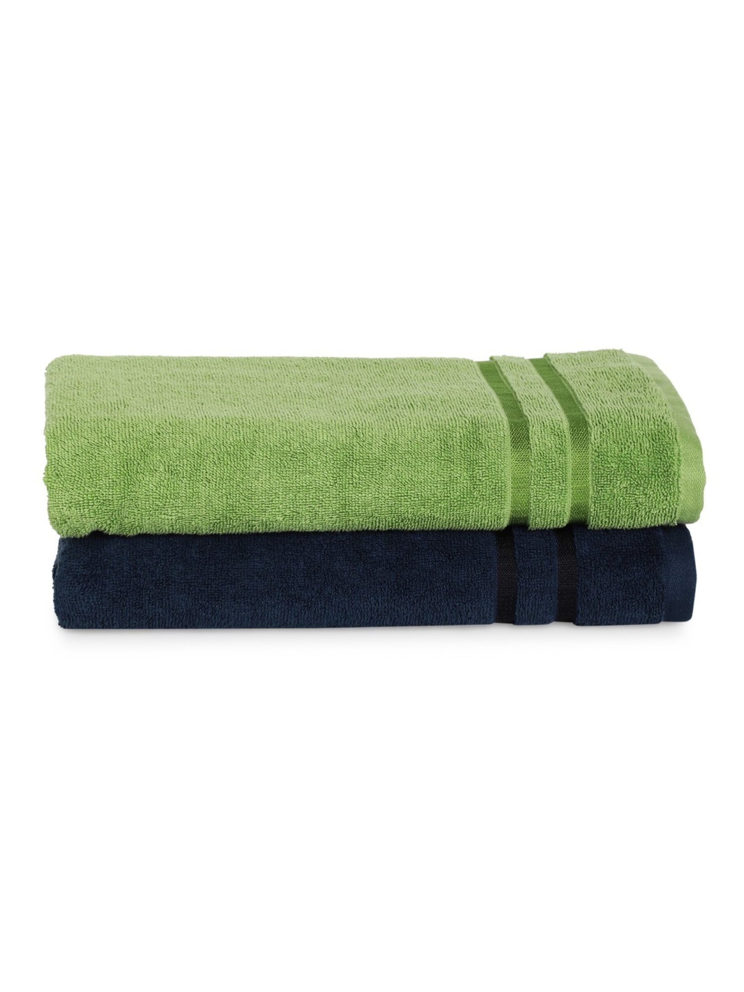 Spaces Atrium Self Green & Blue 500 GSM Cotton Bath Towel - Set of 2