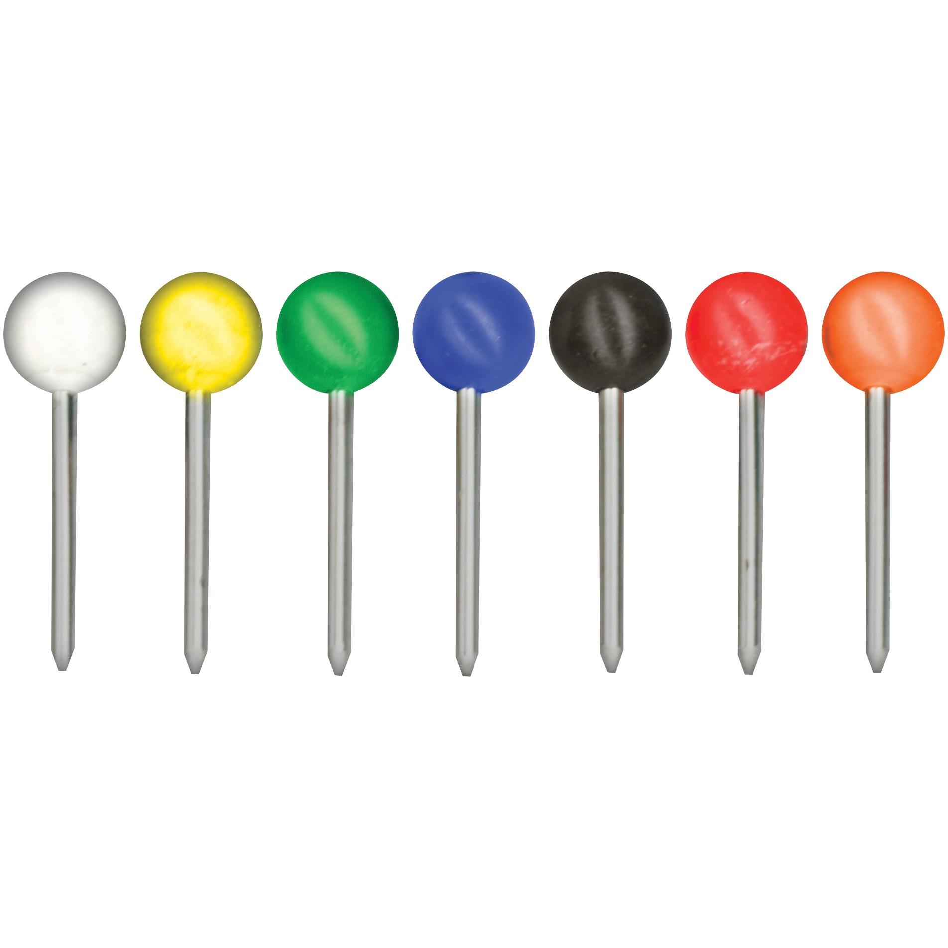 Gem Office Products- LLC. GEMMTA250 Round Map Tacks- .19in. head- .38in. Long- Assorted