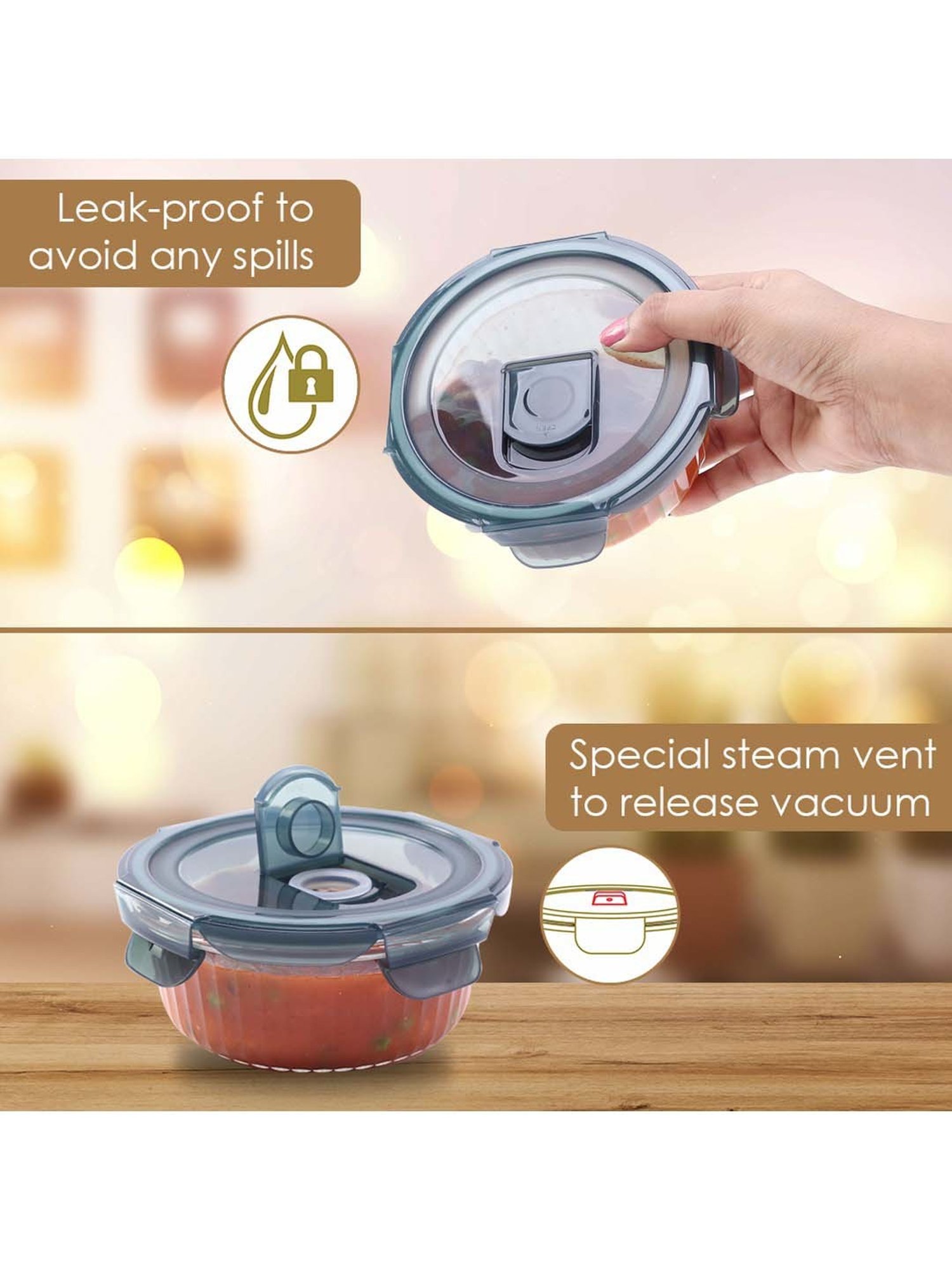 Wonderchef Verona Microwave Safe 3-Piece Lunch Box Set