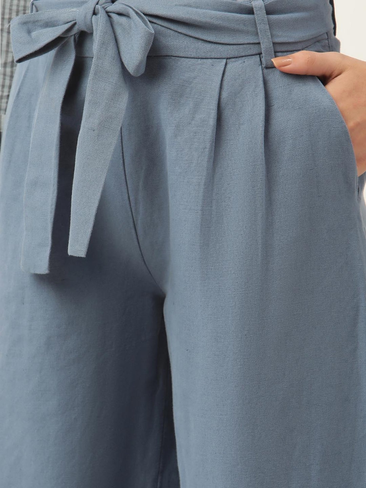 Rooted Blue Drawstring Palazzos