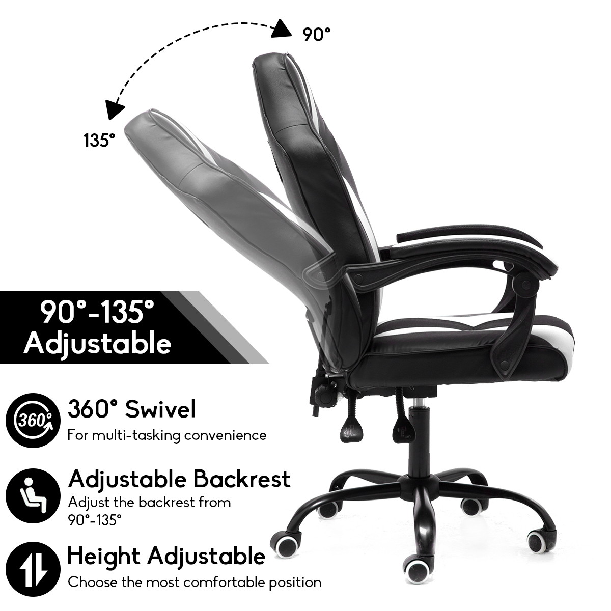 Office Chair Executive Racing Gaming Swivel Leather Sport Computer Chair Recline