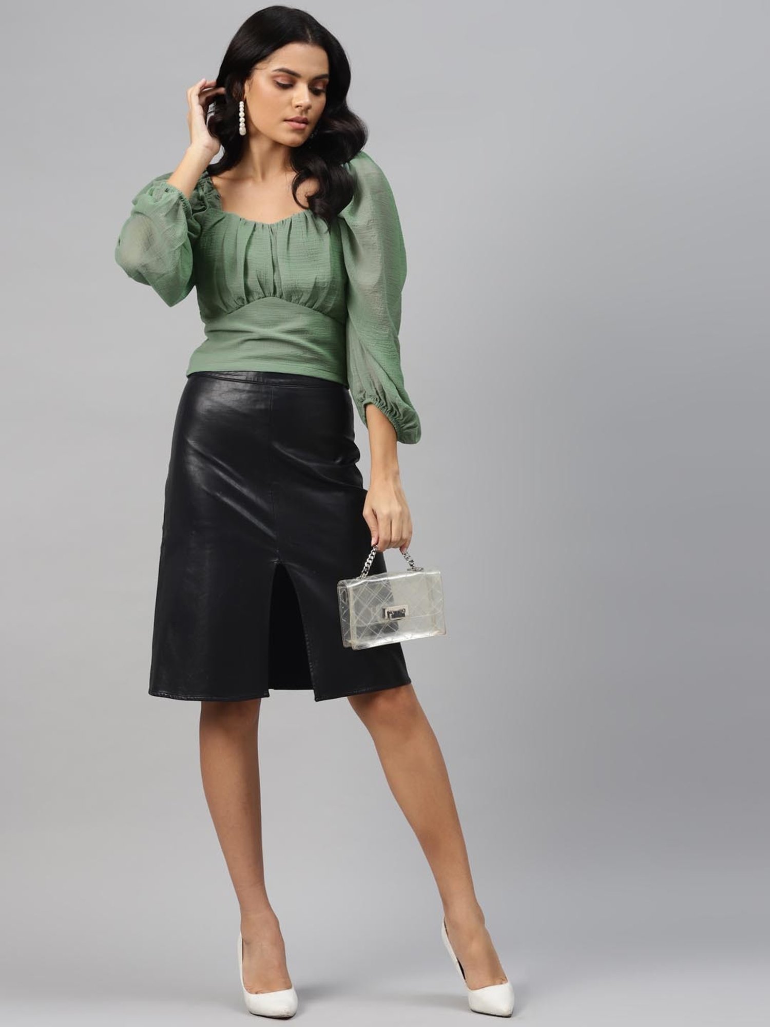 Melon by PlusS Green Textured Crop Top