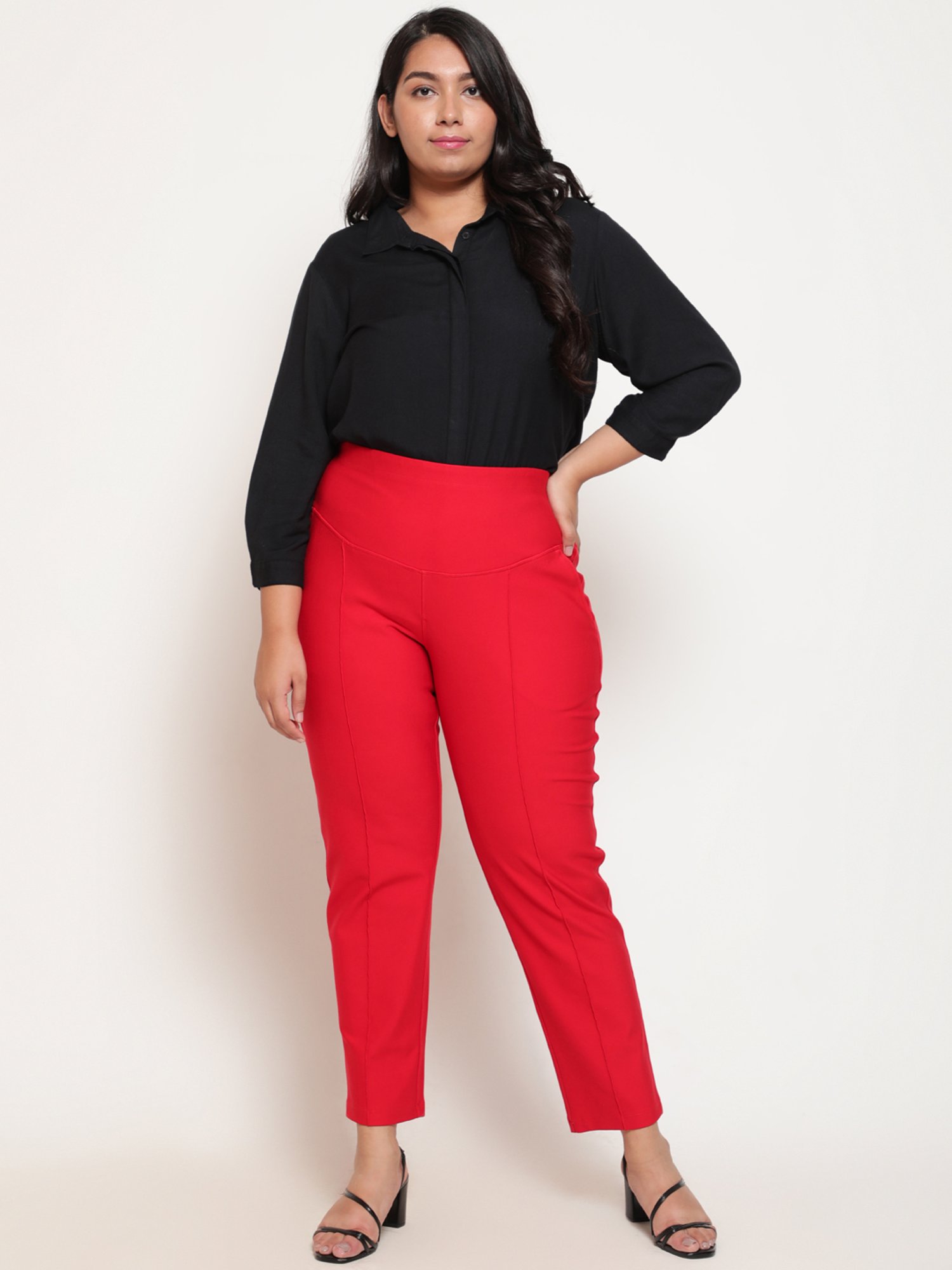 Amydus Red Regular Fit Pants