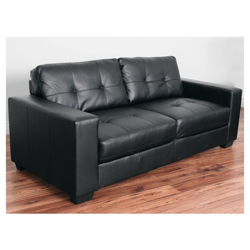 Club Tufted Black Bonded Leather Sofa - CorLiving