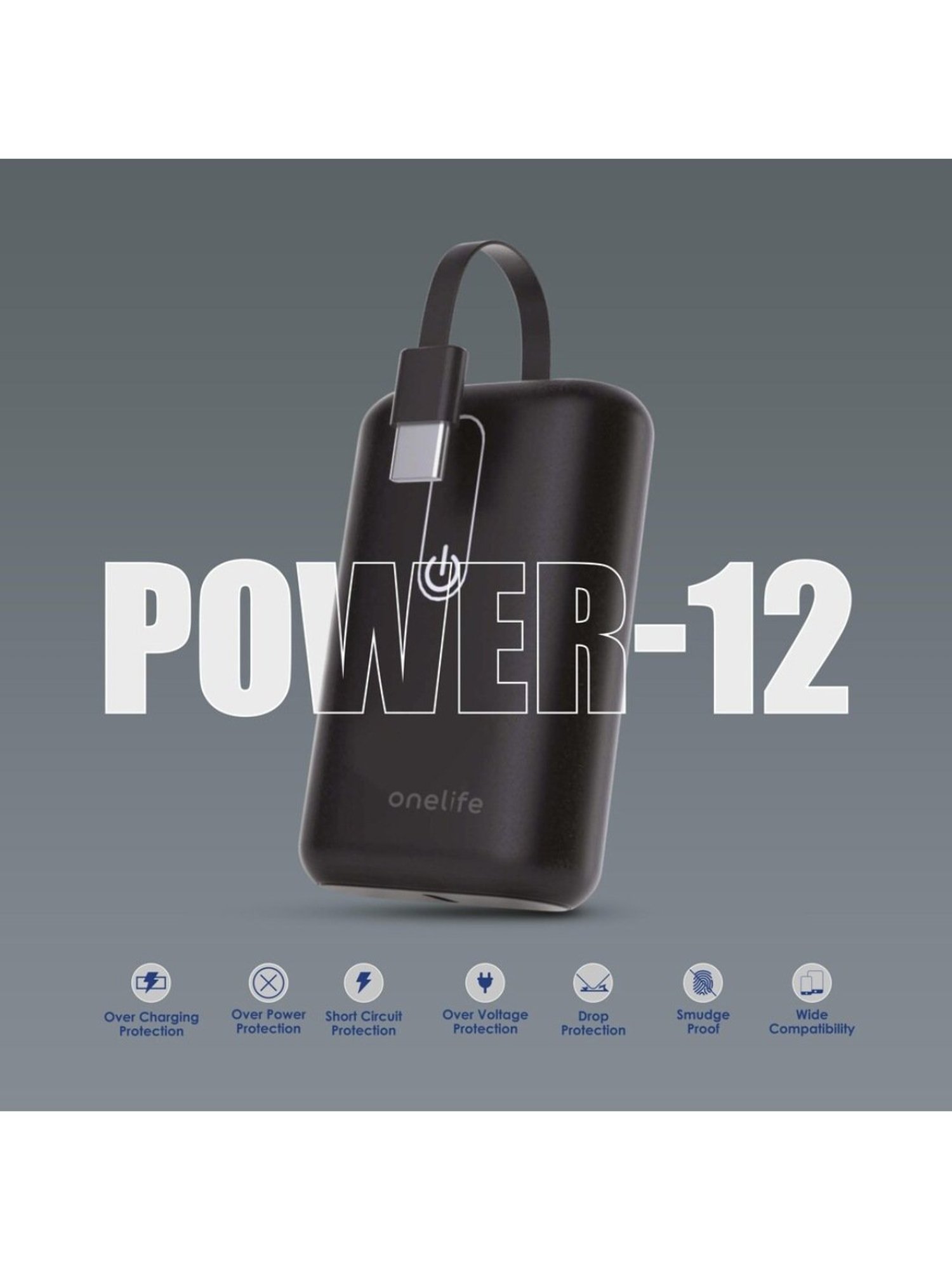 Onelife Power 12, 10000 mAh 35W Fast Charging Mini Power Bank with PD3.0 35W (Black)