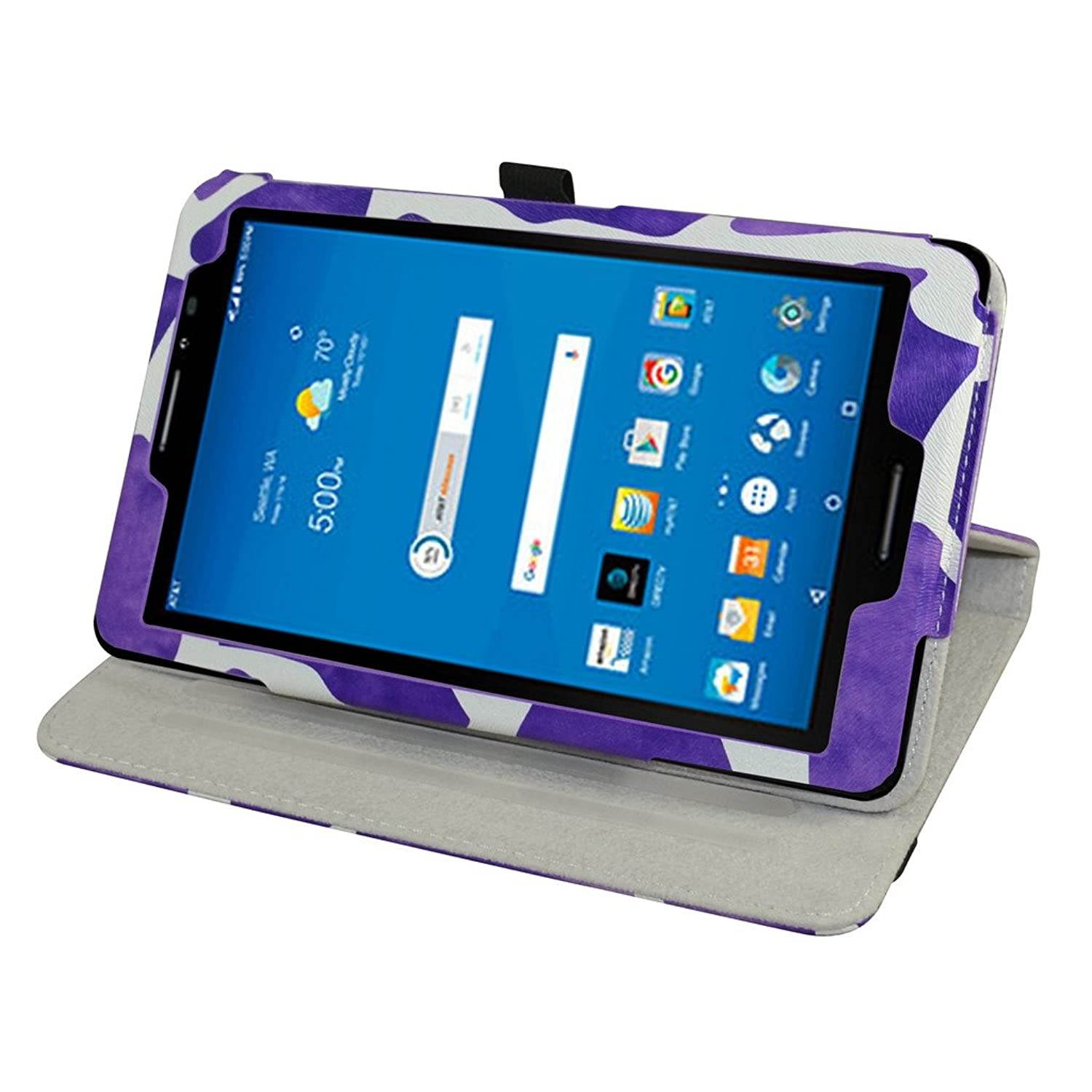 AT&T Trek 2 HD Rotating Case (Model 6461A),Mama Mouth 360 Degree Rotary Stand with Cute Cover for 8" ZTE Trek 2 HD K88 /ZPad 8 K81 Android Tablet,Giraffe Purple