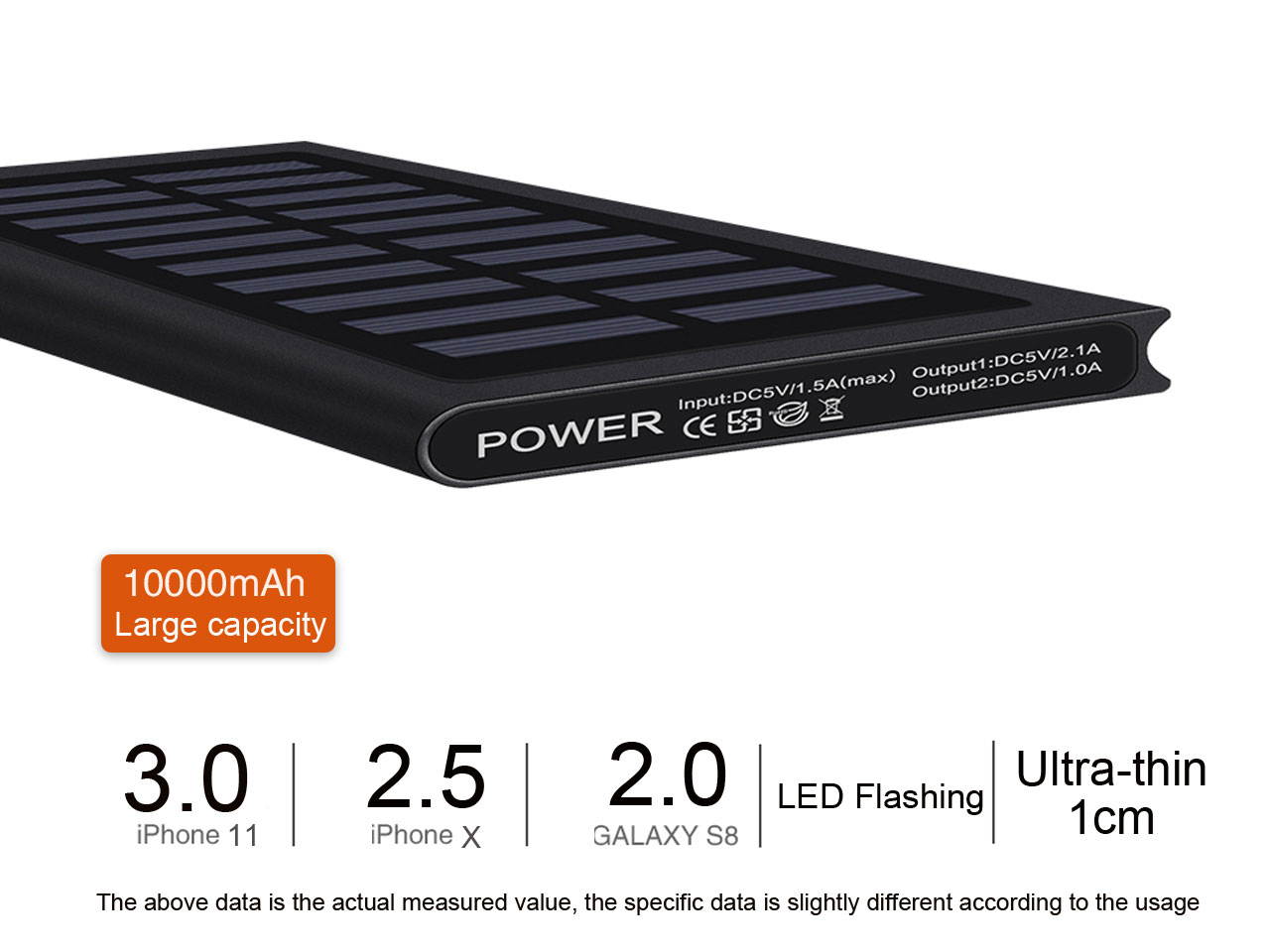 Lurkwolfer Solar Charger, 10000mAh Portable Outdoor Solar Power Bank, Camping External Backup Battery  USB 5V 1A/2A Outputs & Flashlights for All Cell Phones, Tablets and Electronic Devices