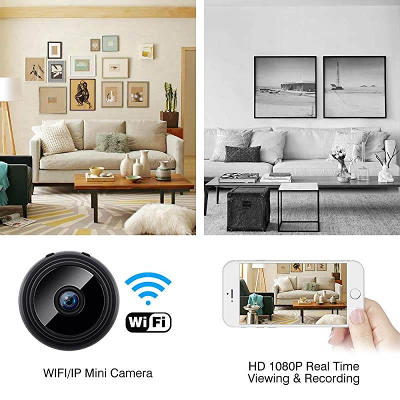 Spy Camera Wireless Hidden HD 1080P Small Security Video Camera Mini Nany Cam with Night Vision and Motion Activated Indoor Use Security Cameras Surveillance Cam for Car Home Office
