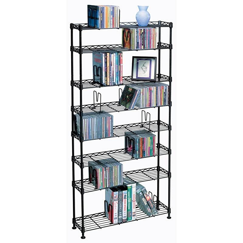 Maxsteel 8 Tier Shelving Heavy Gauge Steel Wire Shelving for 440 CD228 DVD264 BluRayGames Media in Black 3020