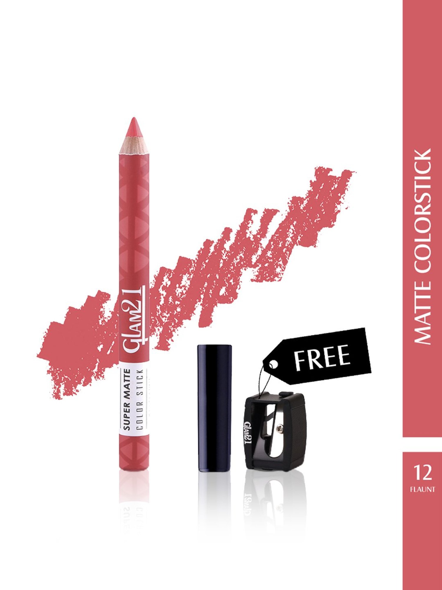Glam21 Super Matte Color Stick with Sharpener 12 Flaunt - 3.5 gm