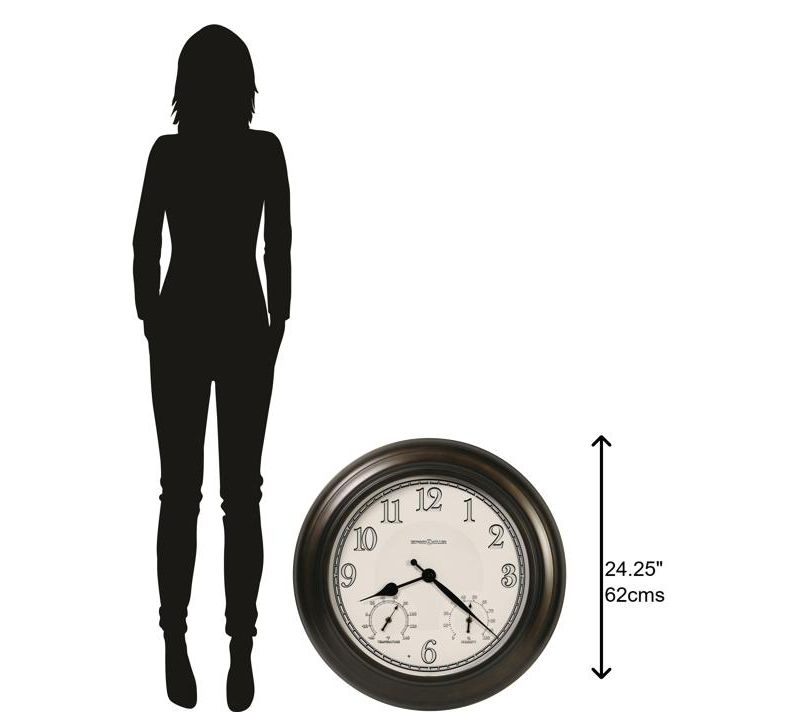 18"  Metal Outdoor / Indoor Atomic Clock with Thermometer - Weathered Black Finish - Acurite