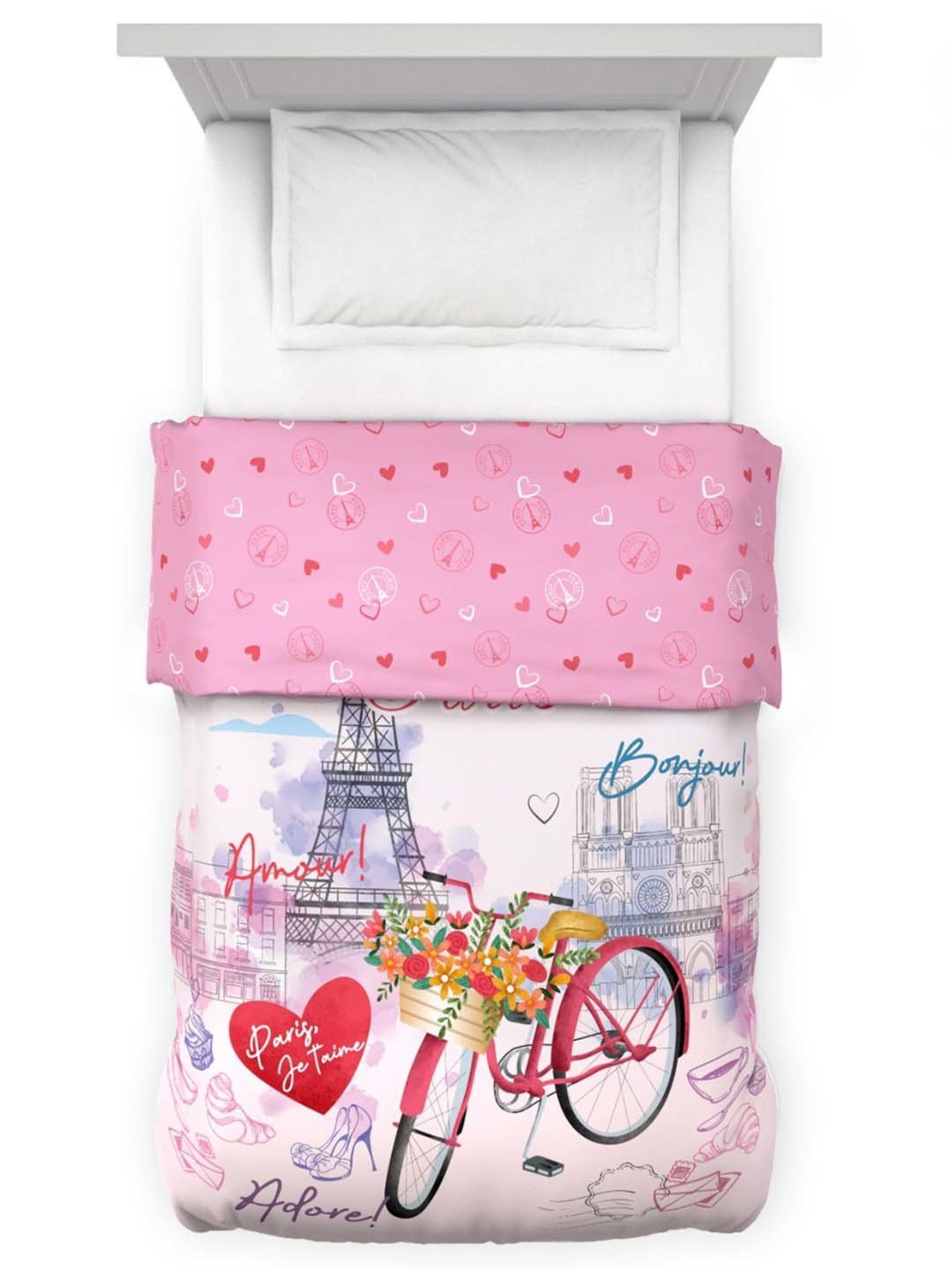 DDecor Kids Pink 100% Cotton 136 TC Reversible Single Dohar