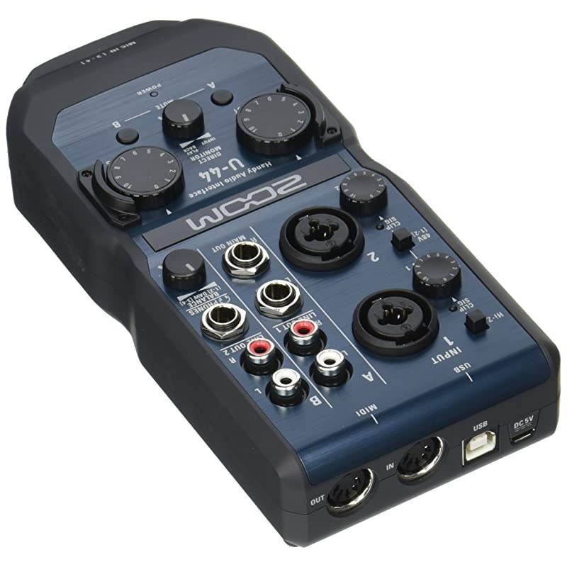U-44 Handy Audio Interface, 4-Channel Portable USB Audio Interface, 2 XLR/TRS Combo Inputs, MIDI I/O, RCA Outputs, Compatible with  Capsules