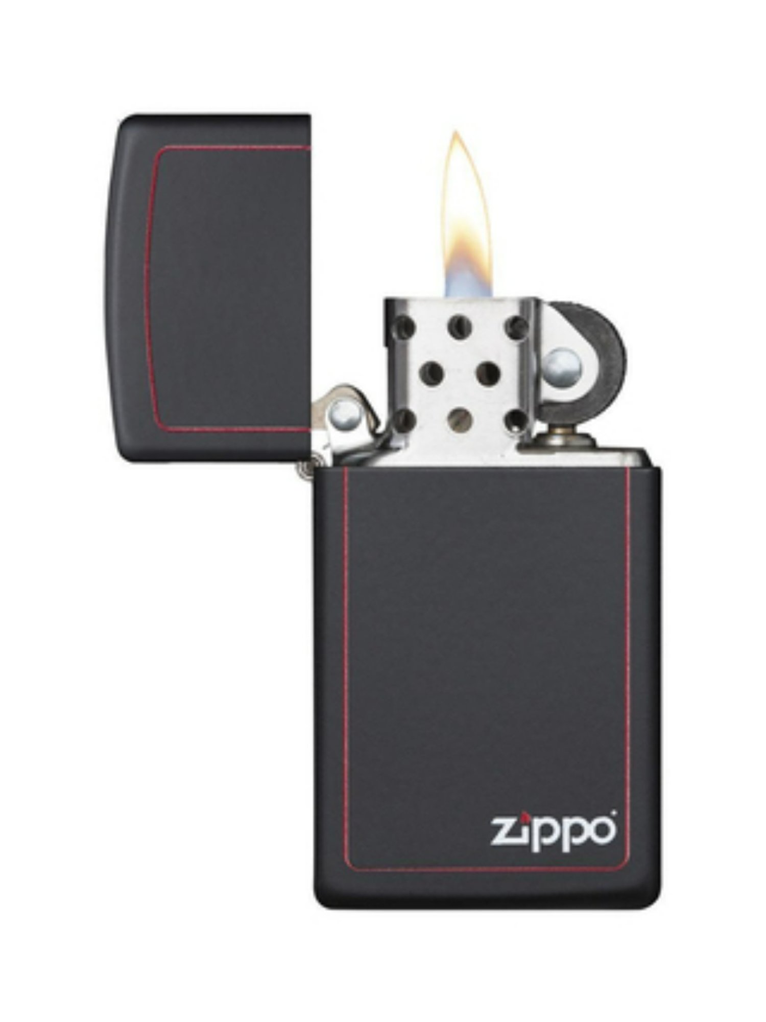 Zippo Matte Black Slim Border Brass Pocket Lighter