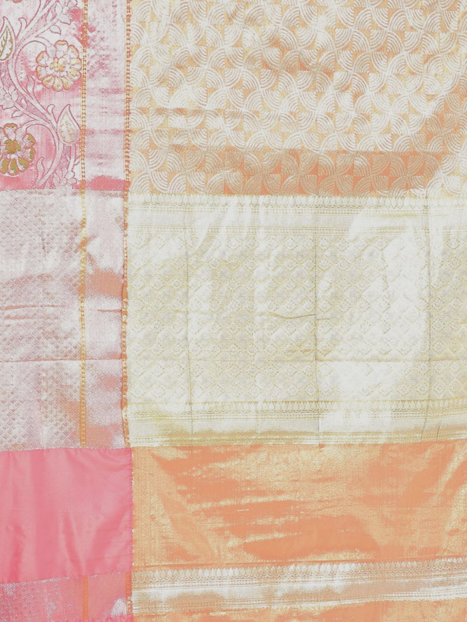 Banarasi Silk Works Peach Woven Saree With Unstitched Blouse