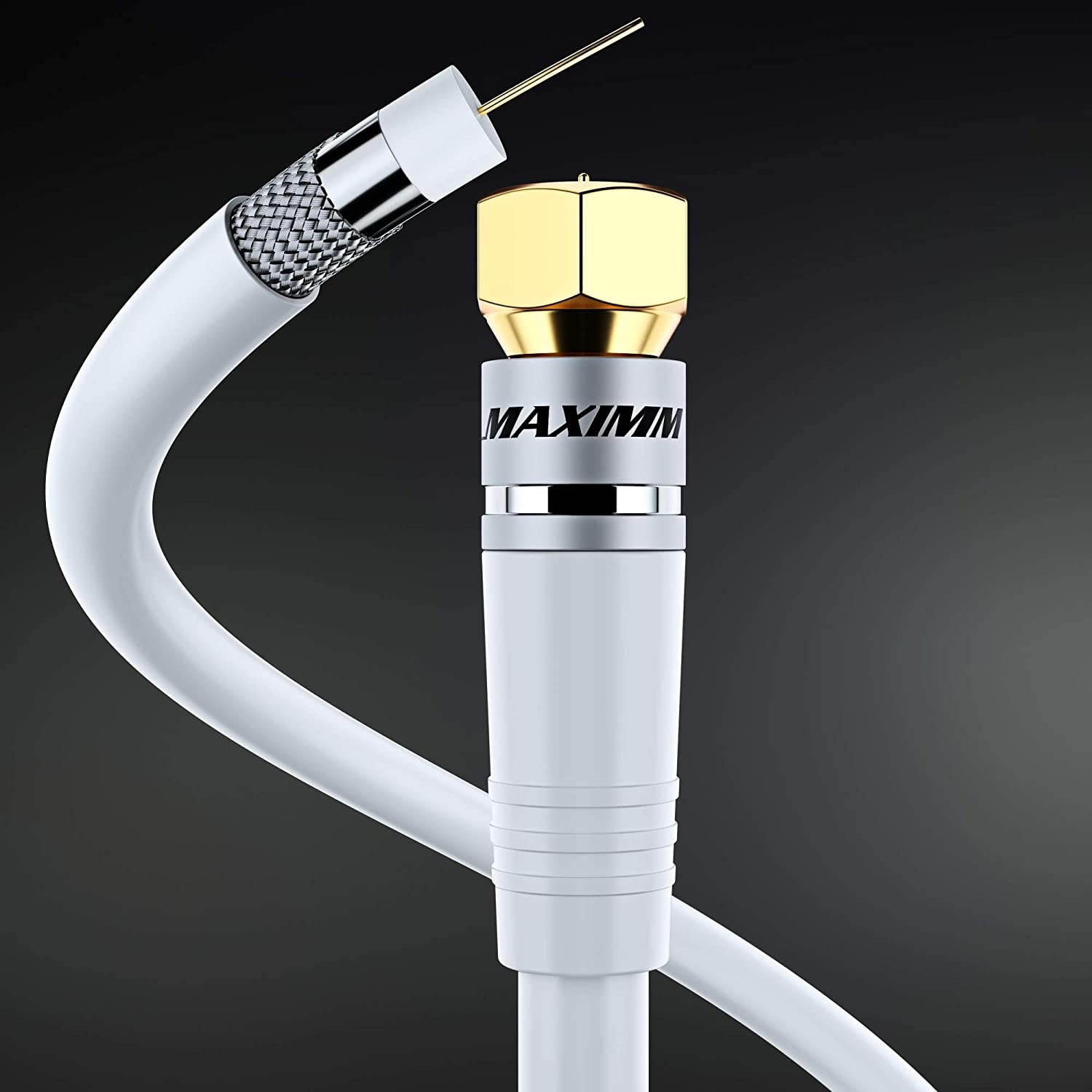 Coaxial Cable Triple Shielded CL3 in Wall-Rated (25 ft) RG6 Digital Audio Video (Coax Cable) Satellite TV, Antenna, Male F Connector Pin - 25 Feet