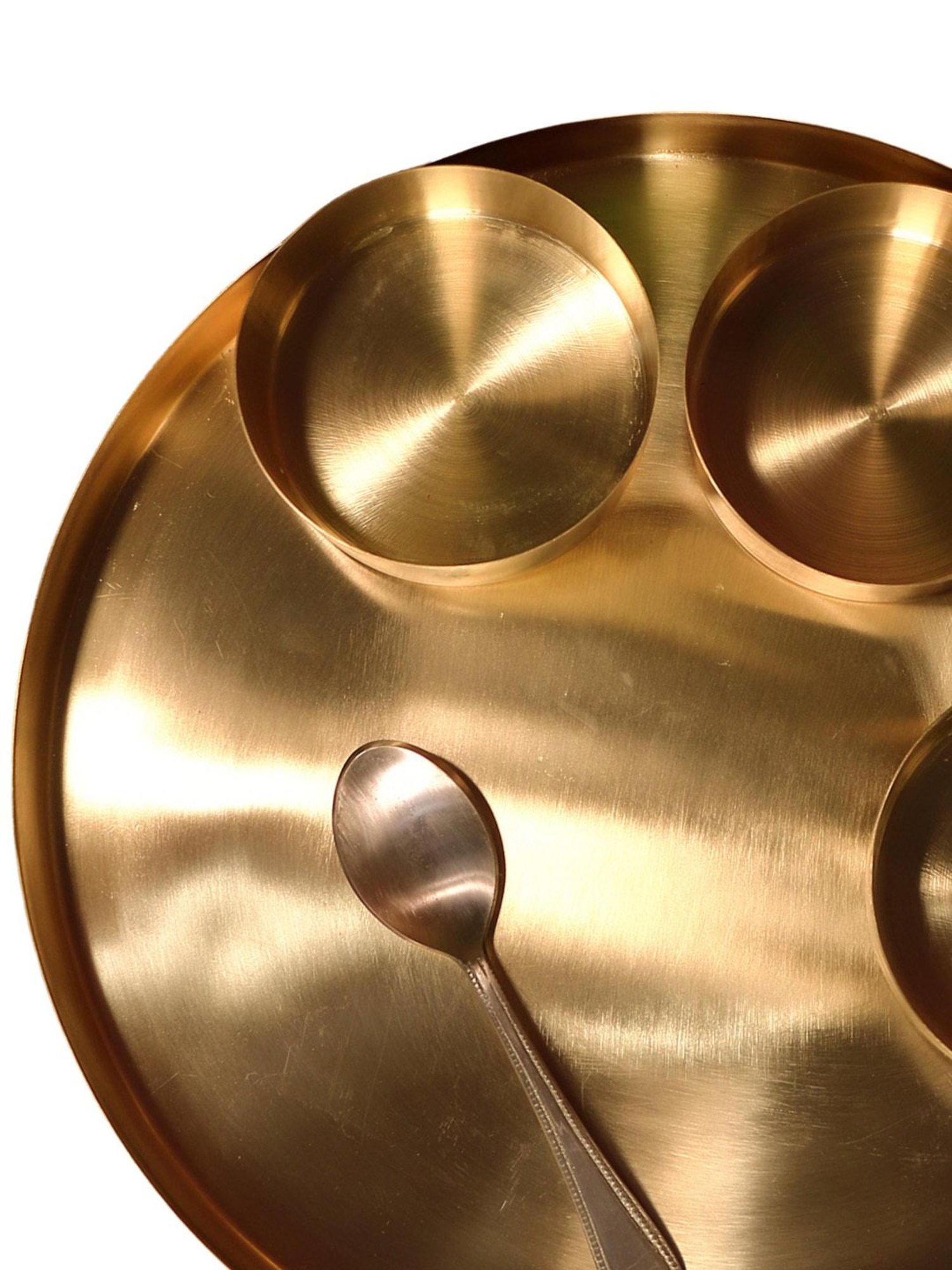 Ambi Brass Super Value Thali Set - Set Of 6 Pieces - Matt Finish