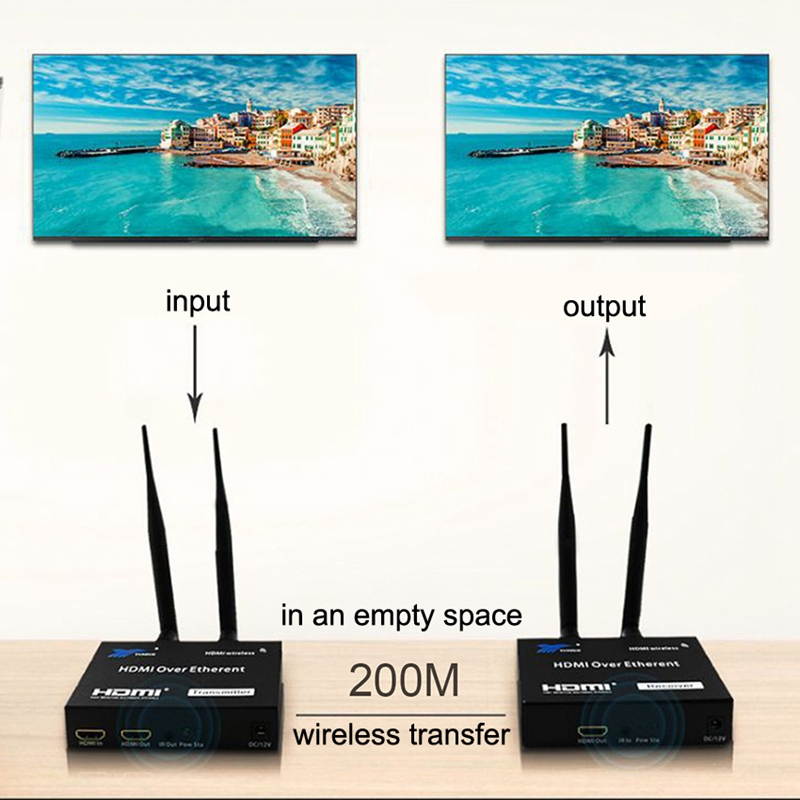 2.4G/5GHz Wireless Transmission HDMI Extender Transmitter Receiver Video Converter 200M (656FT) Wireless Wifi HDMI Sender DVD PC to TV