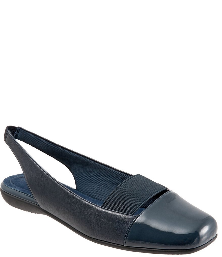 Trotters Sarina Square Cap-Toe Slingback Flats