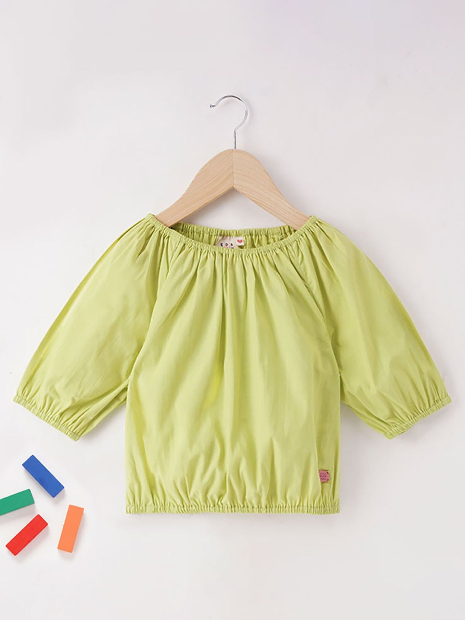 LilPicks Kids Teal Solid Crop Top