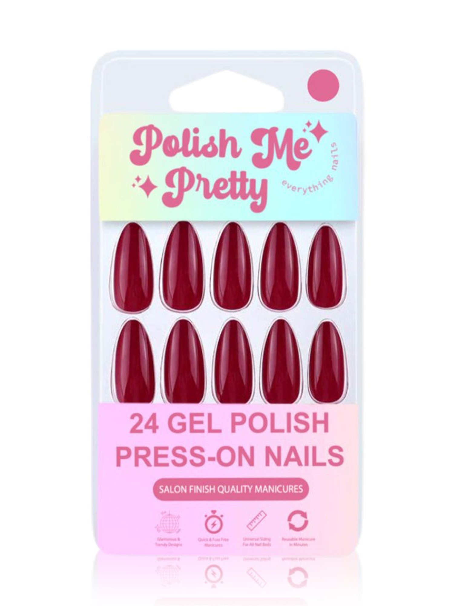 Polish Me Pretty Gel Polish Press-On Nails Burgundy - Set of 24
