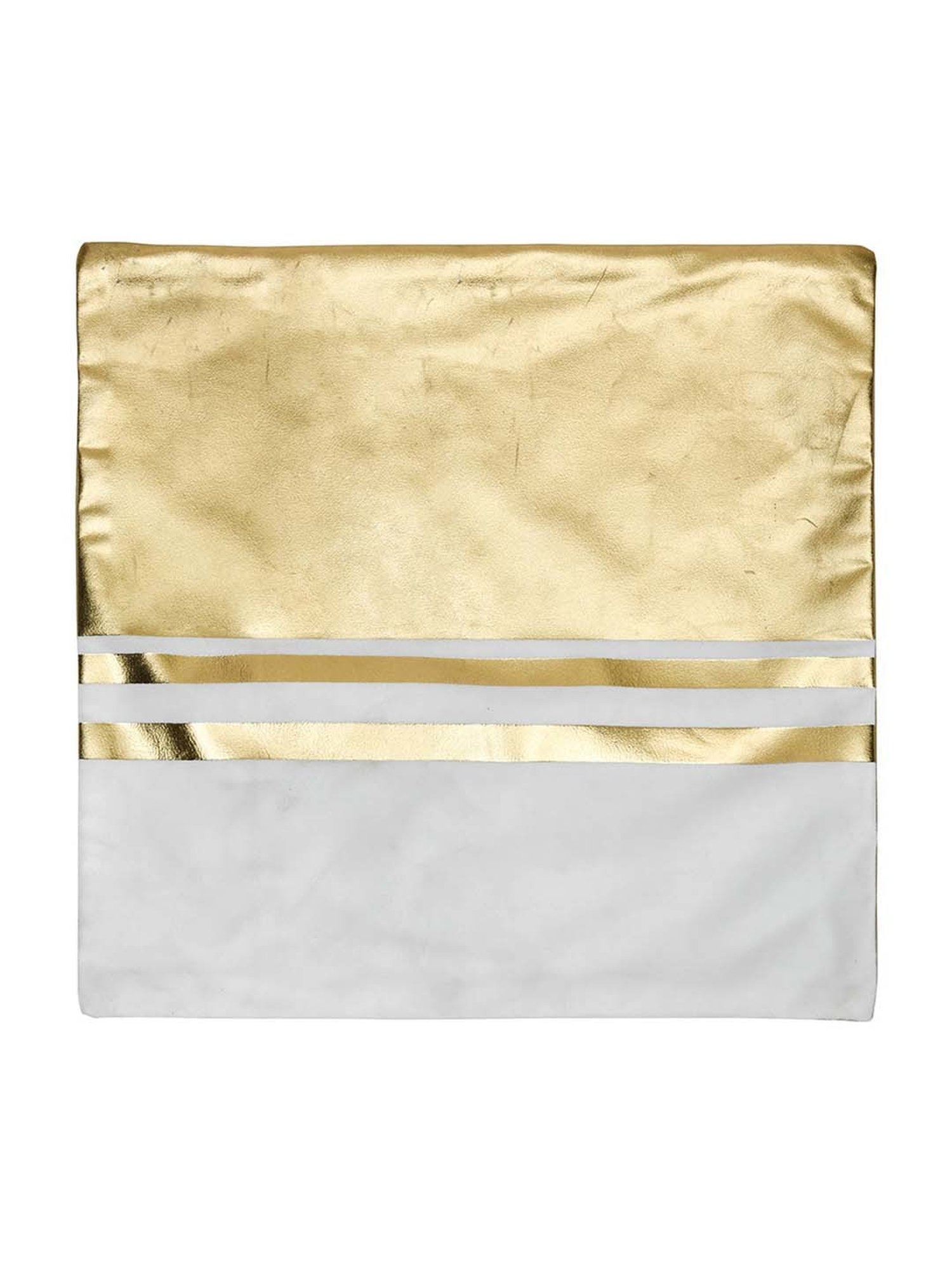 @home Nilkamal Off White & Gold Polyester Cushion Cover