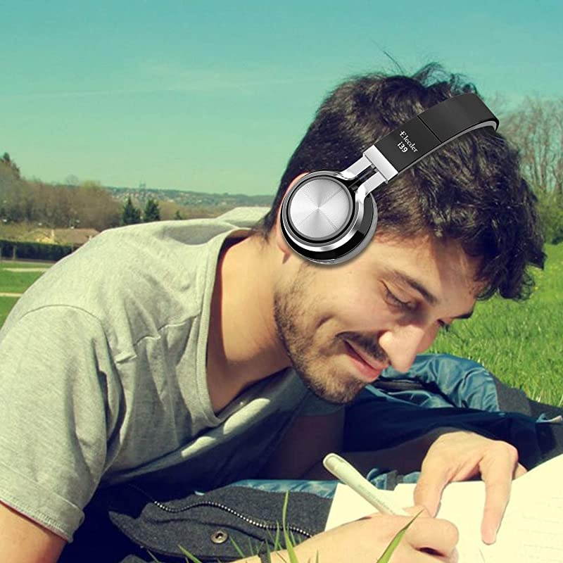 i39 Headphones with Microphone Foldable Lightweight Adjustable On Ear Headsets with 3.5mm Jack for Cellphones Computer MP3/4 Kindle School Black/Gray
